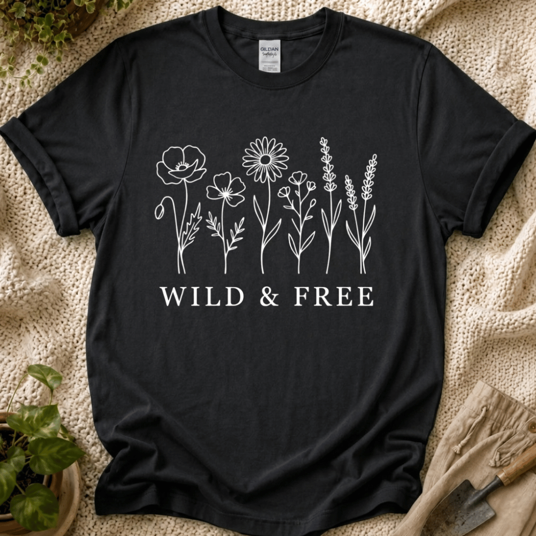Wild and Free White Flowers T-Shirt by Zen & Zucchinis Slow Garden Club