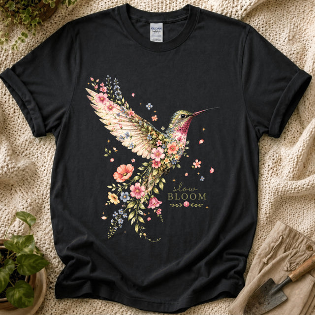 Hummingbird Moment Slow Bloom Garden T-Shirt by Zen & Zucchinis Slow Garden Club