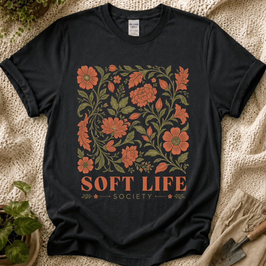 Soft Life Society Red Flower T-Shirt by Zen & Zucchinis Slow Garden Club