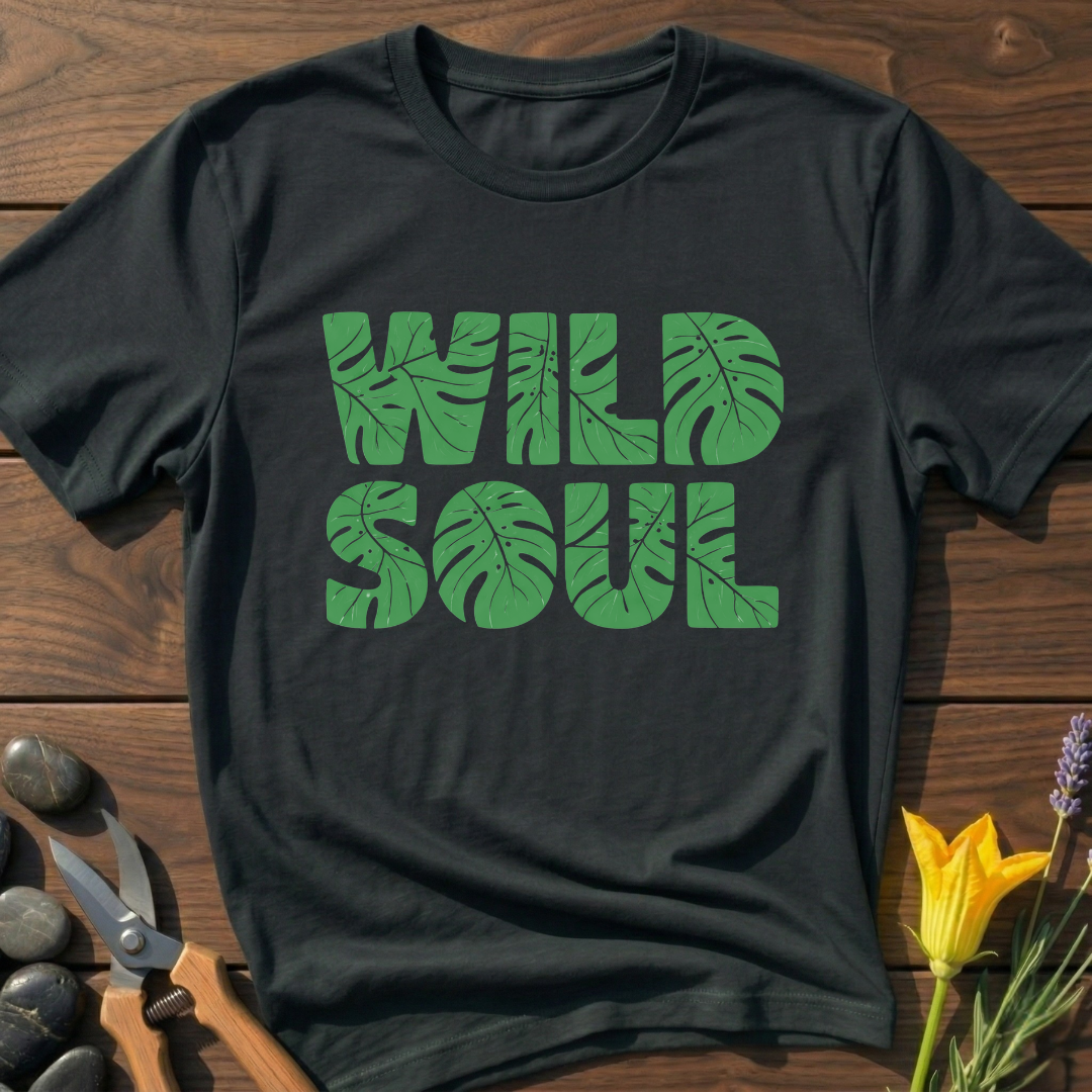 Wild Soul T-Shirt - botanical nature graphic t-shirt, minimalist design, unisex tee for Nature Lovers, Garnder, Farmer, Plant Lovers