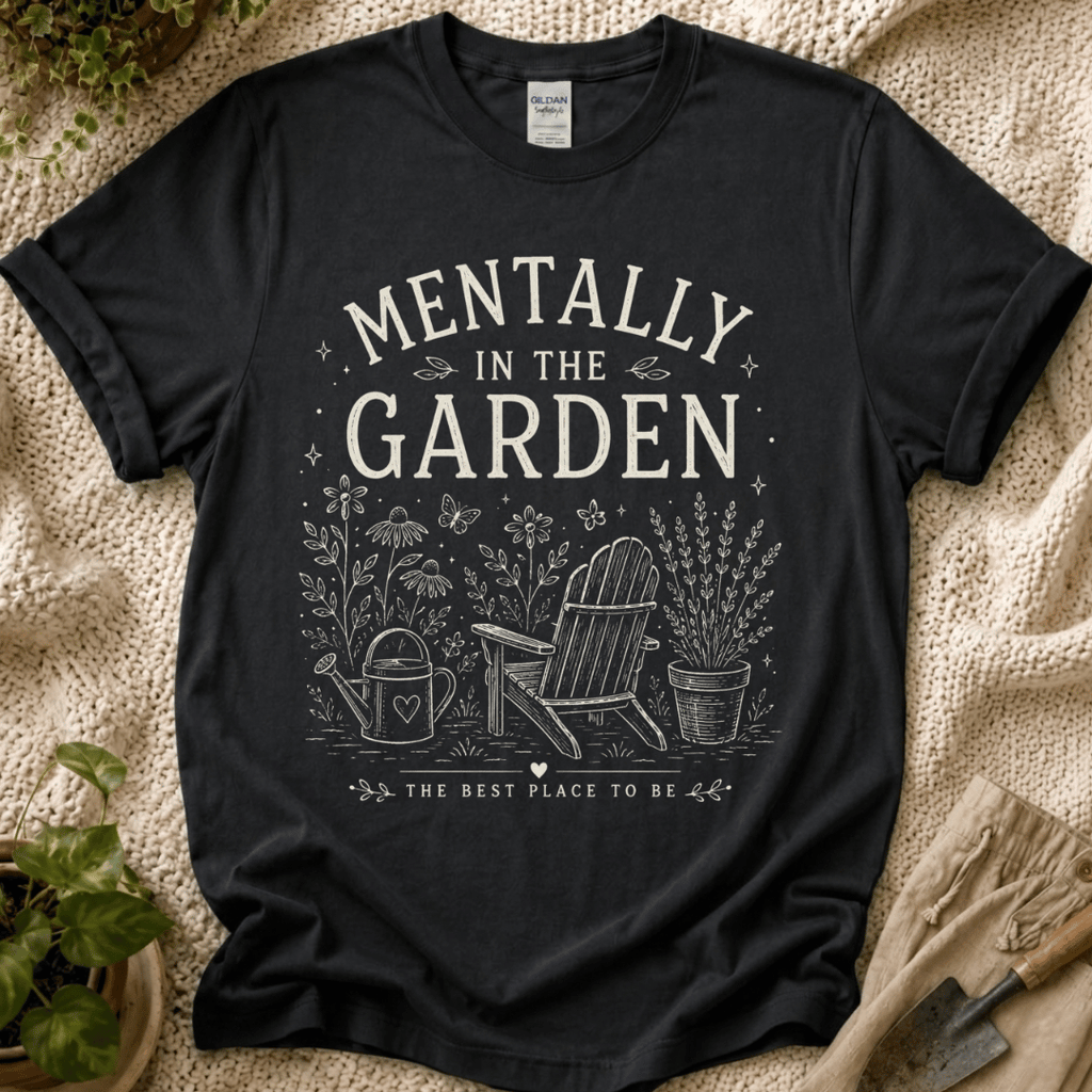 Mentally in the Garden View T-Shirt by Zen & Zucchinis Slow Garden Club