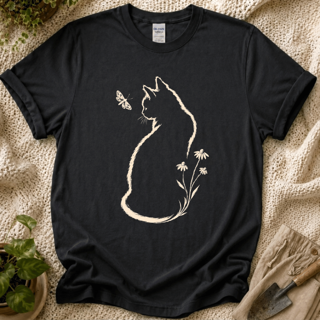 Cat Butterfly Silhouette T-Shirt