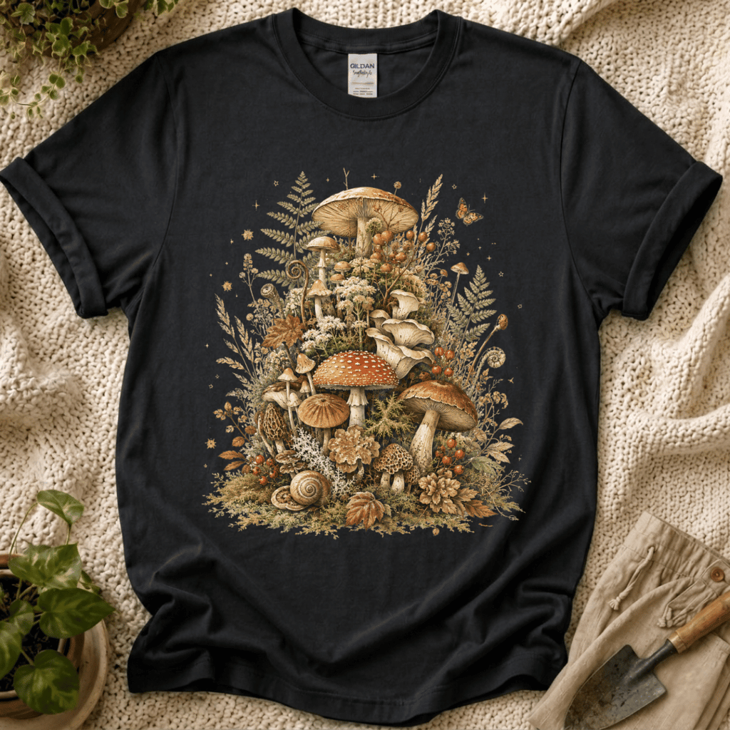 Quiet Forest Mushroom Gathering T-Shirt