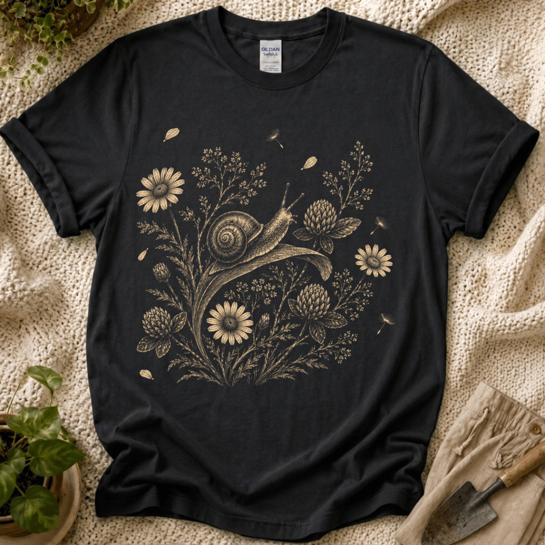 Slow Snail Wildflower Garden T-Shirt by Zen & Zucchinis Slow Garden Club