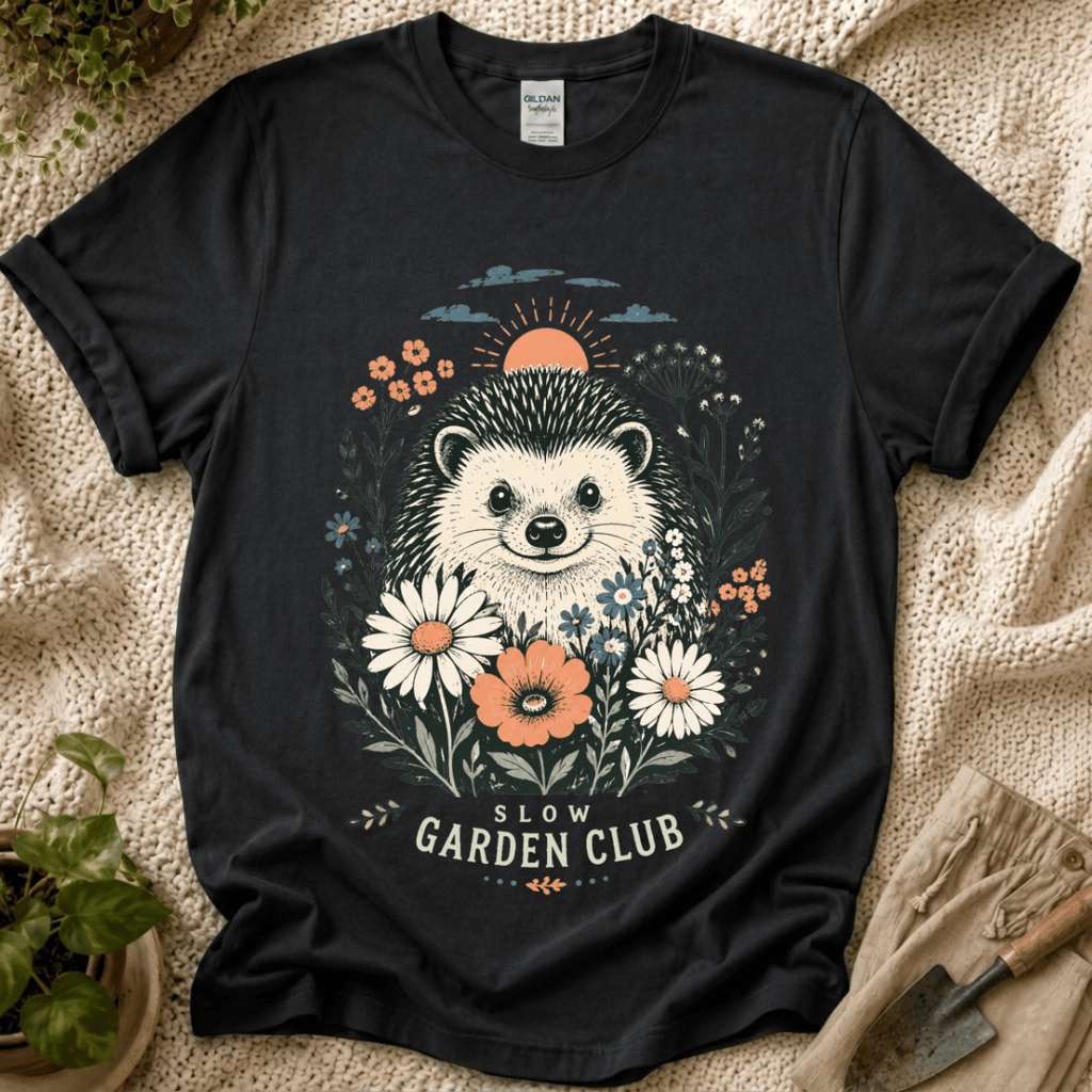 Hedgehog Garden Sunset T-Shirt
