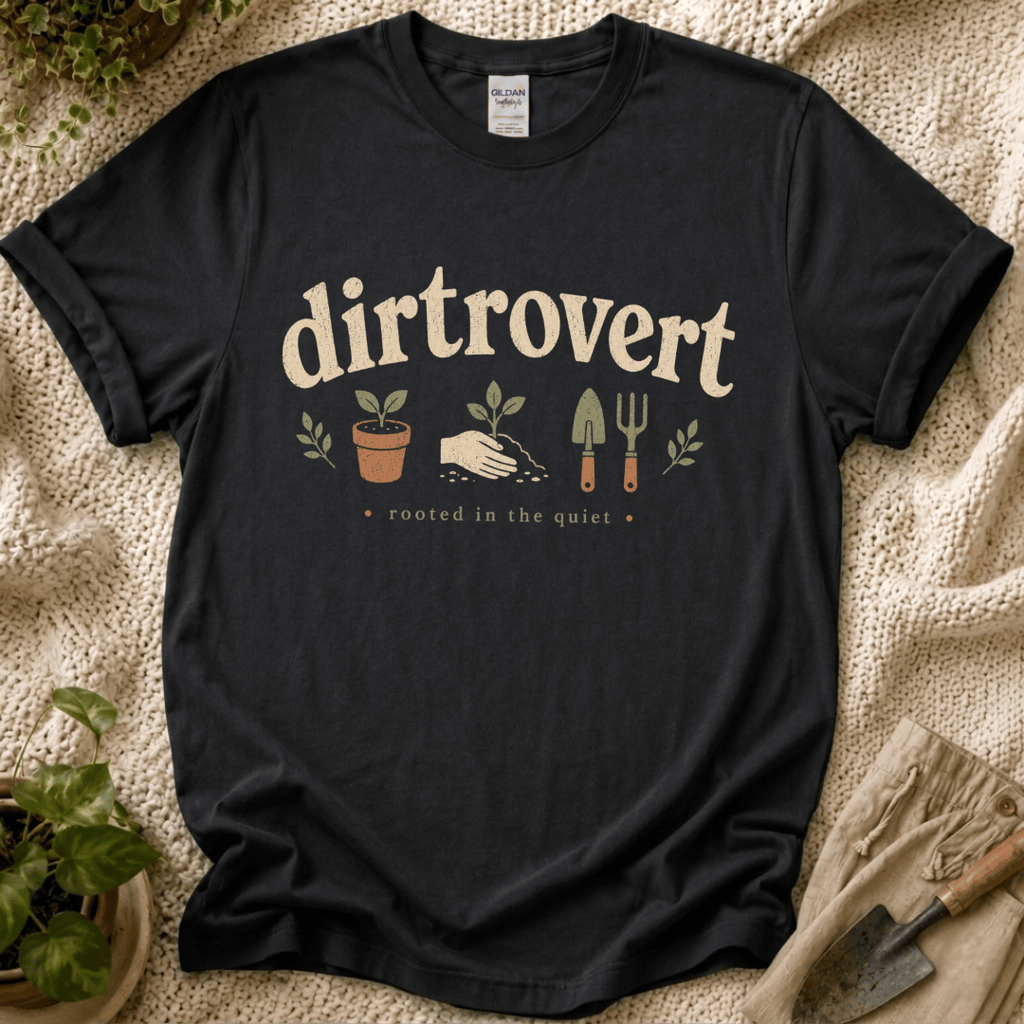 Dirtrovert Rooted in the Quiet T-Shirt by Zen & Zucchinis Slow Garden Club