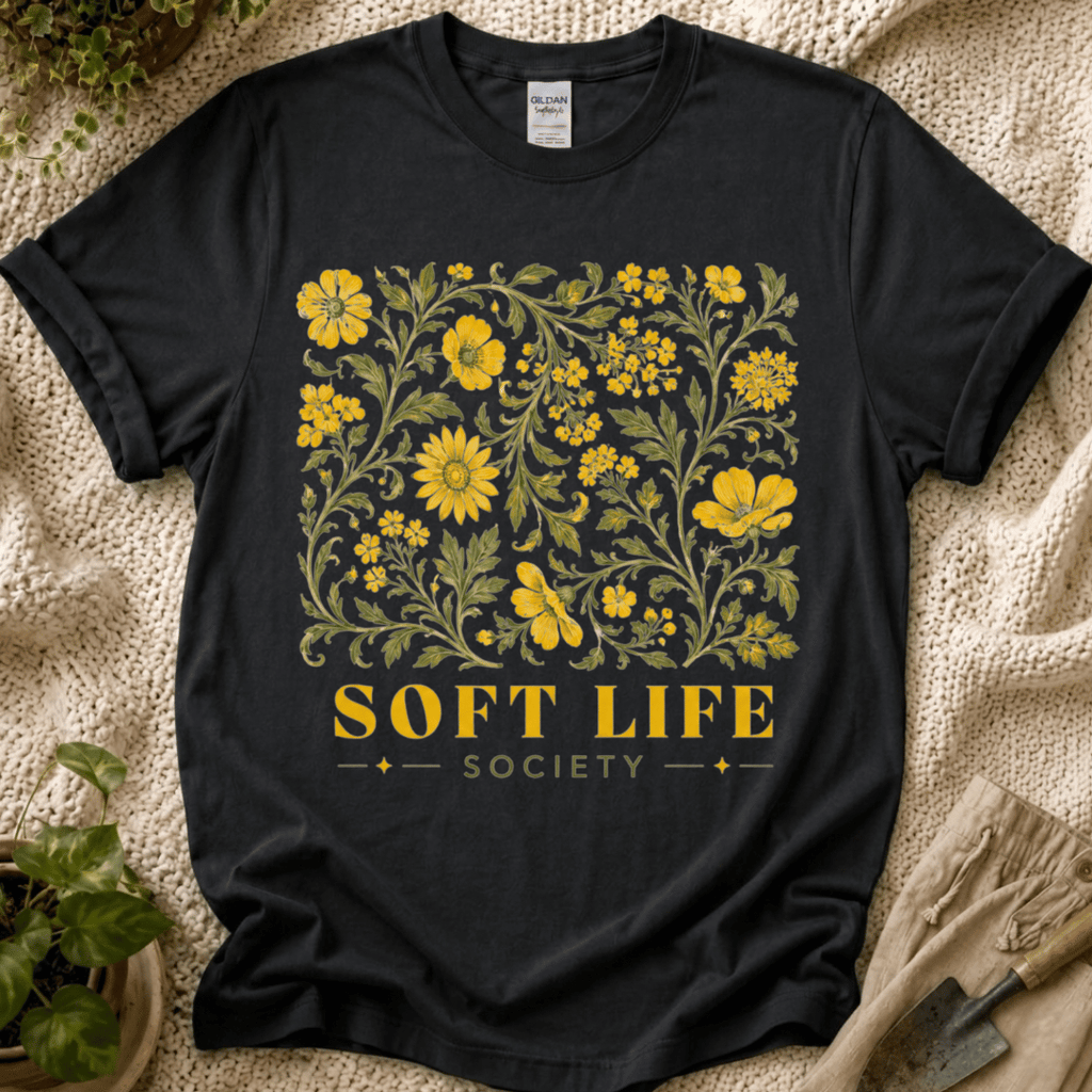 Soft Life Society Yellow Flower T-Shirt by Zen & Zucchinis Slow Garden Club
