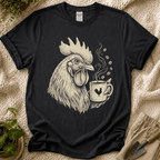 Morning Rooster Coffee Cup T-Shirt by Zen & Zucchinis Slow Garden Club