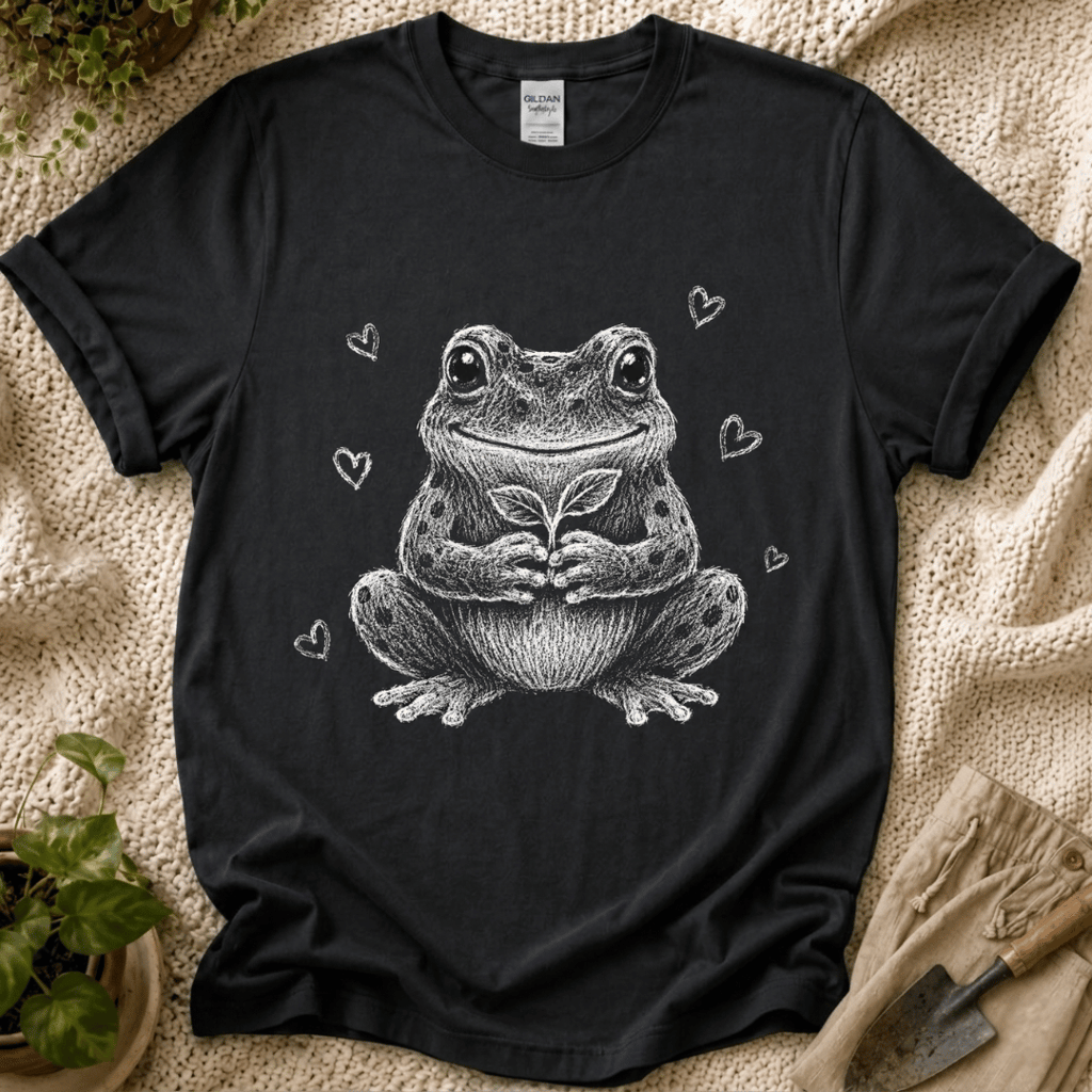 Cute Frog Plant Lover T-Shirt by Zen & Zucchinis Slow Garden Club