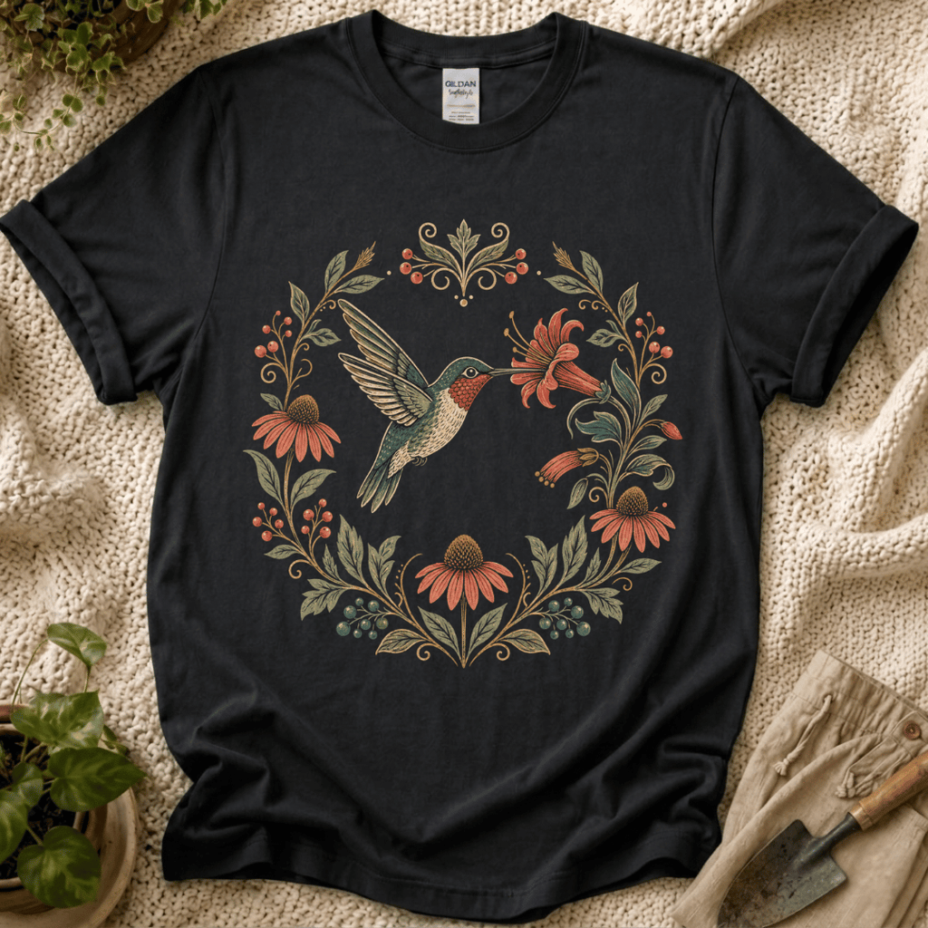 Hummingbird Flower Cirle T-Shirt