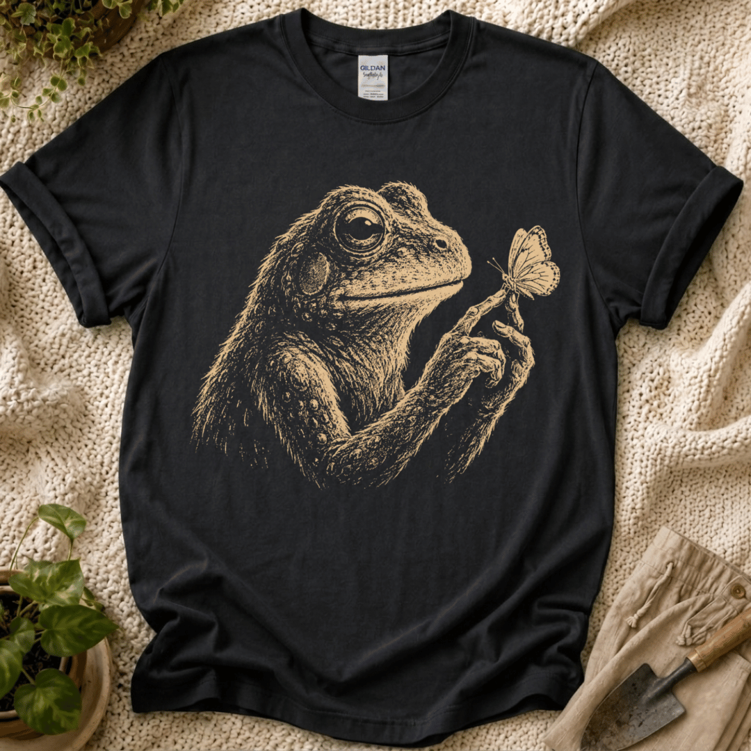 Frog & Butterfly Garden Friends T-Shirt by Zen & Zucchinis Slow Garden Club