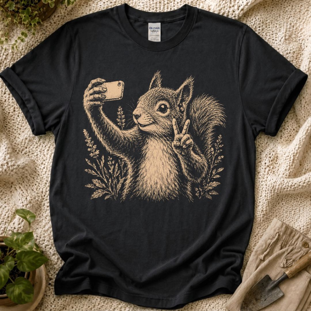 Garden Selfie Squirrel Woodland T-Shirt by Zen & Zucchinis Slow Garden Club