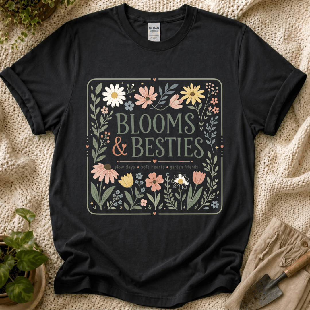 Blooms And Besties Garden T-Shirt - Zen & Zucchinis garden graphic tee