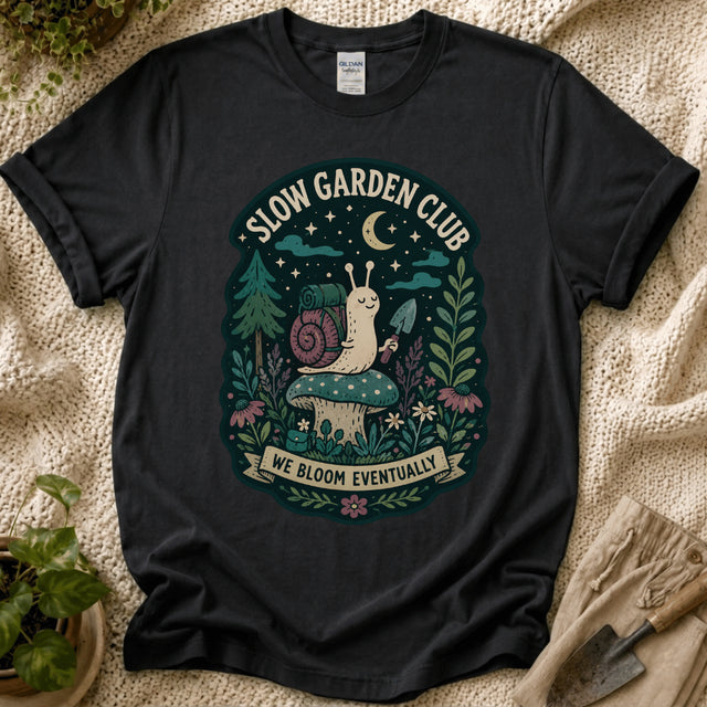 Midnight Garden Snail T-Shirt - Zen & Zucchinis garden graphic tee
