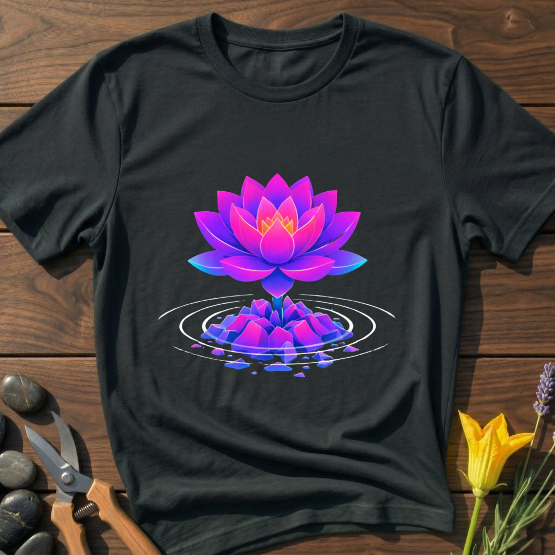 Glowing Lotus T-Shirt - botanical nature graphic t-shirt, minimalist design, unisex tee for Nature Lovers, Garnder, Farmer, Plant Lovers