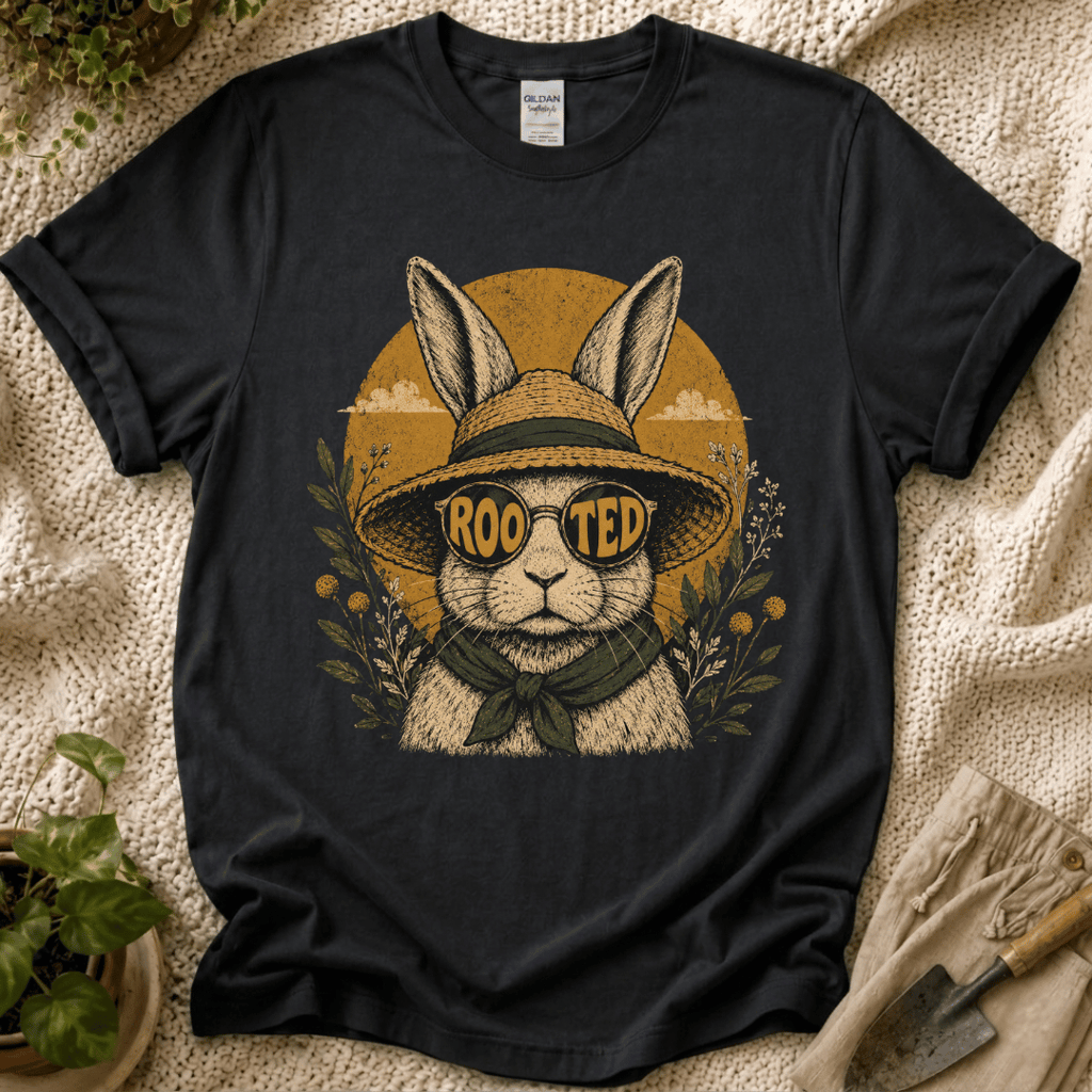 Rooted Sunset Slow Garden Bunny T-Shirt by Zen & Zucchinis Slow Garden Club