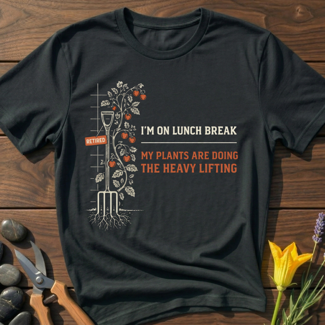 Lunch Break Gardener T-Shirt - botanical nature graphic t-shirt, minimalist design, unisex tee for Nature Lovers, Garnder, Farmer, Plant Lovers