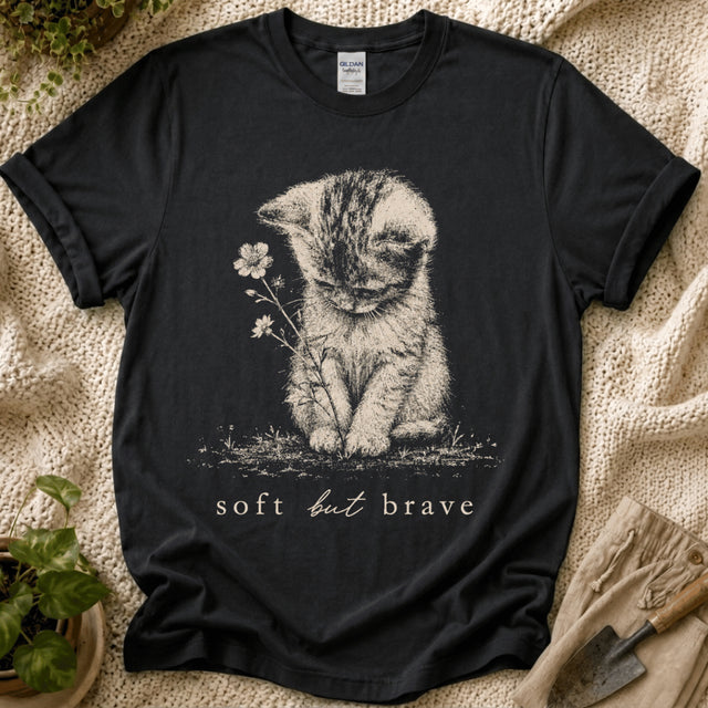 Soft But Brave Kitty T-Shirt - Zen & Zucchinis garden graphic tee