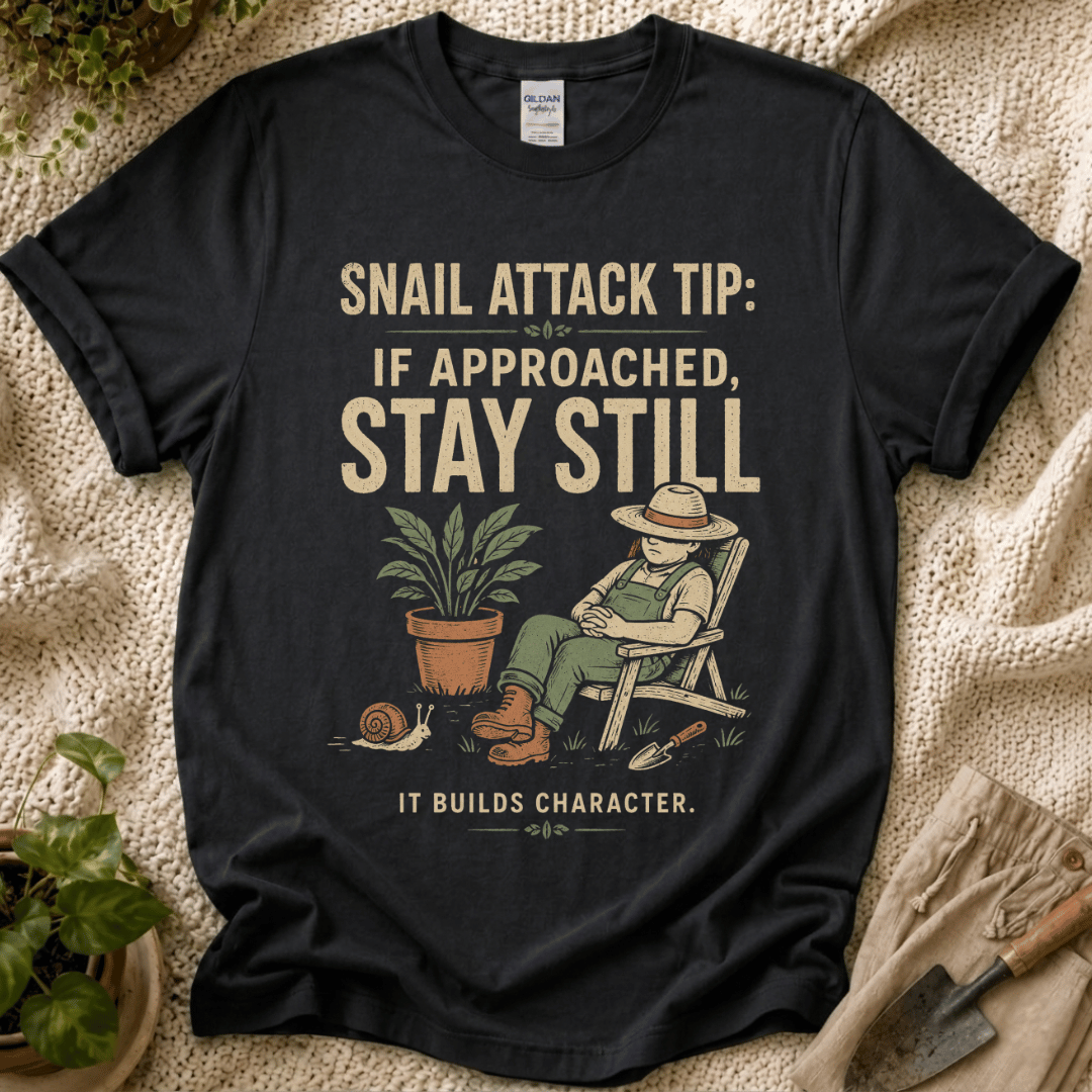 Snail Attack Tip Slow Gardener T-Shirt by Zen & Zucchinis Slow Garden Club