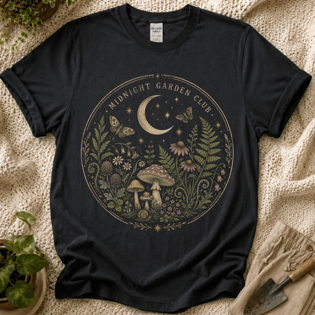 Midnight Garden Club T-Shirt - Zen & Zucchinis garden graphic tee