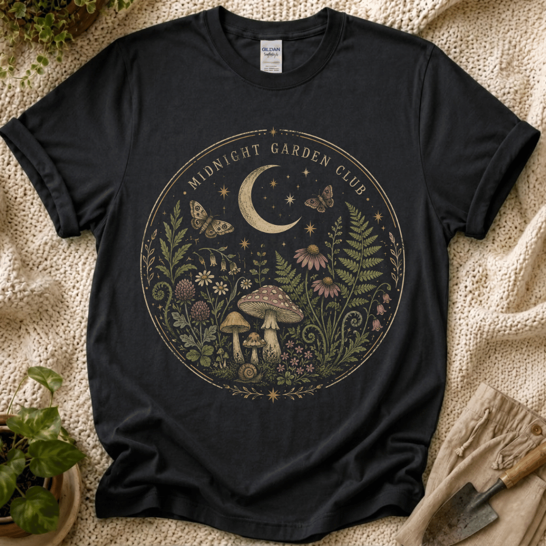 Midnight Garden Club T-Shirt - Zen & Zucchinis garden graphic tee