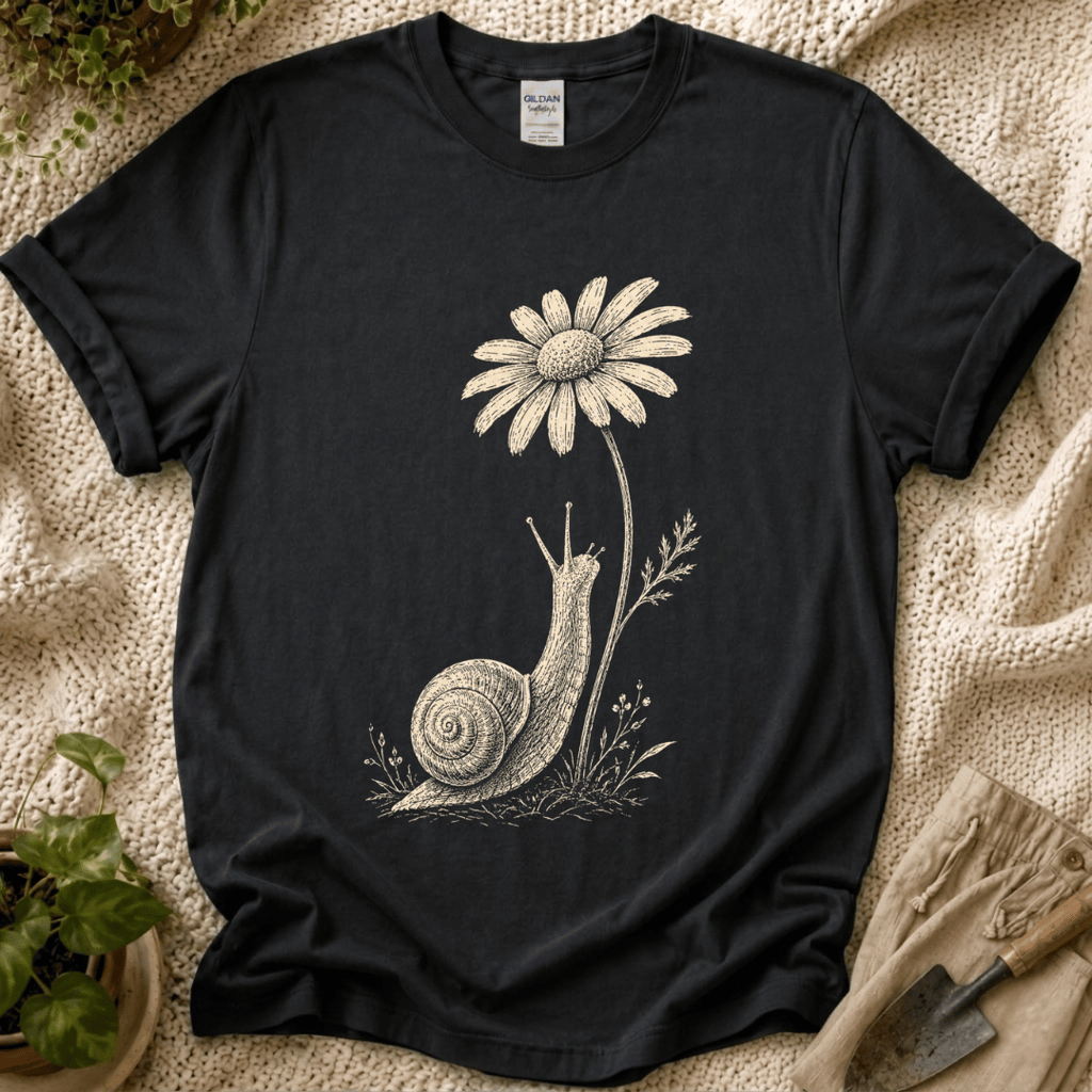 Slow Snail Flower Garden T-Shirt by Zen & Zucchinis Slow Garden Club
