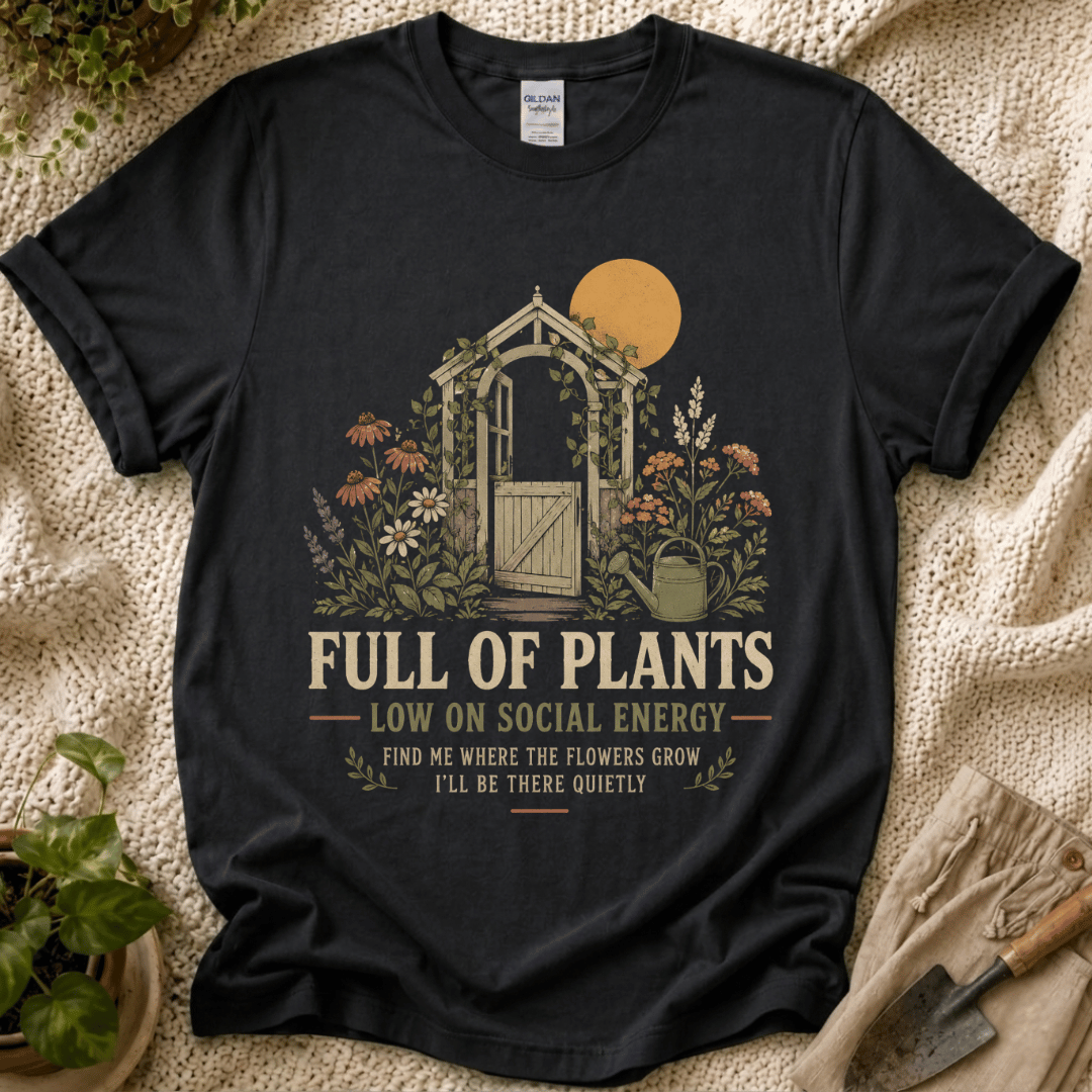 Full of Plants Garden Sunset T-Shirt by Zen & Zucchinis Slow Garden Club