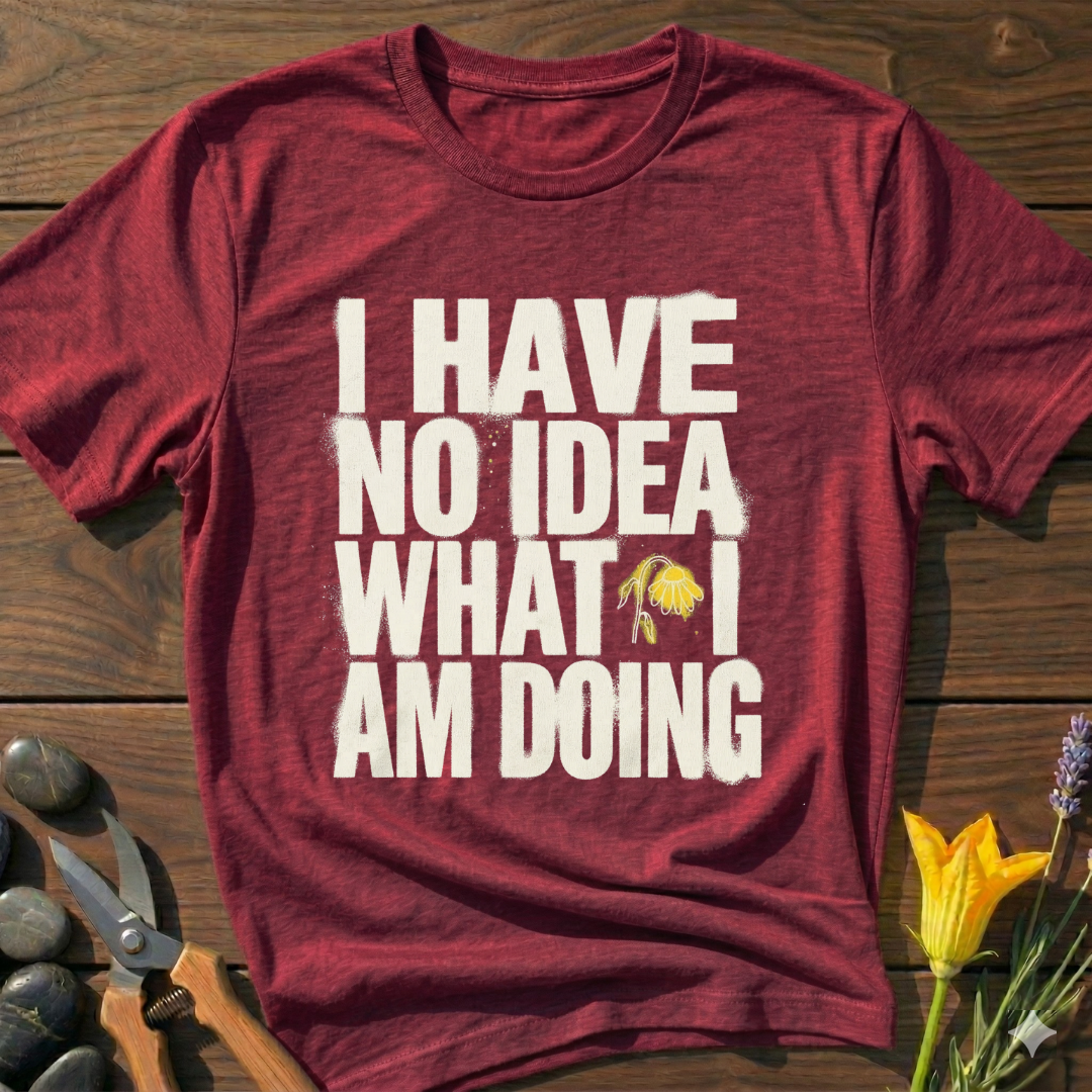 I HAVE NO IDEA T-Shirt - botanical nature graphic t-shirt, minimalist design, unisex tee for Nature Lovers, Garnder, Farmer, Plant Lovers