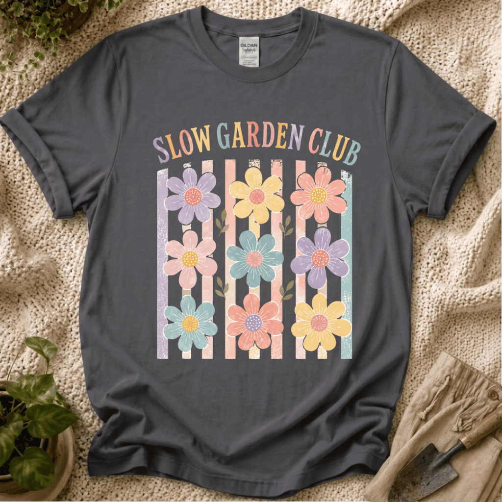Flower On Stripes Summer Garden T-Shirt