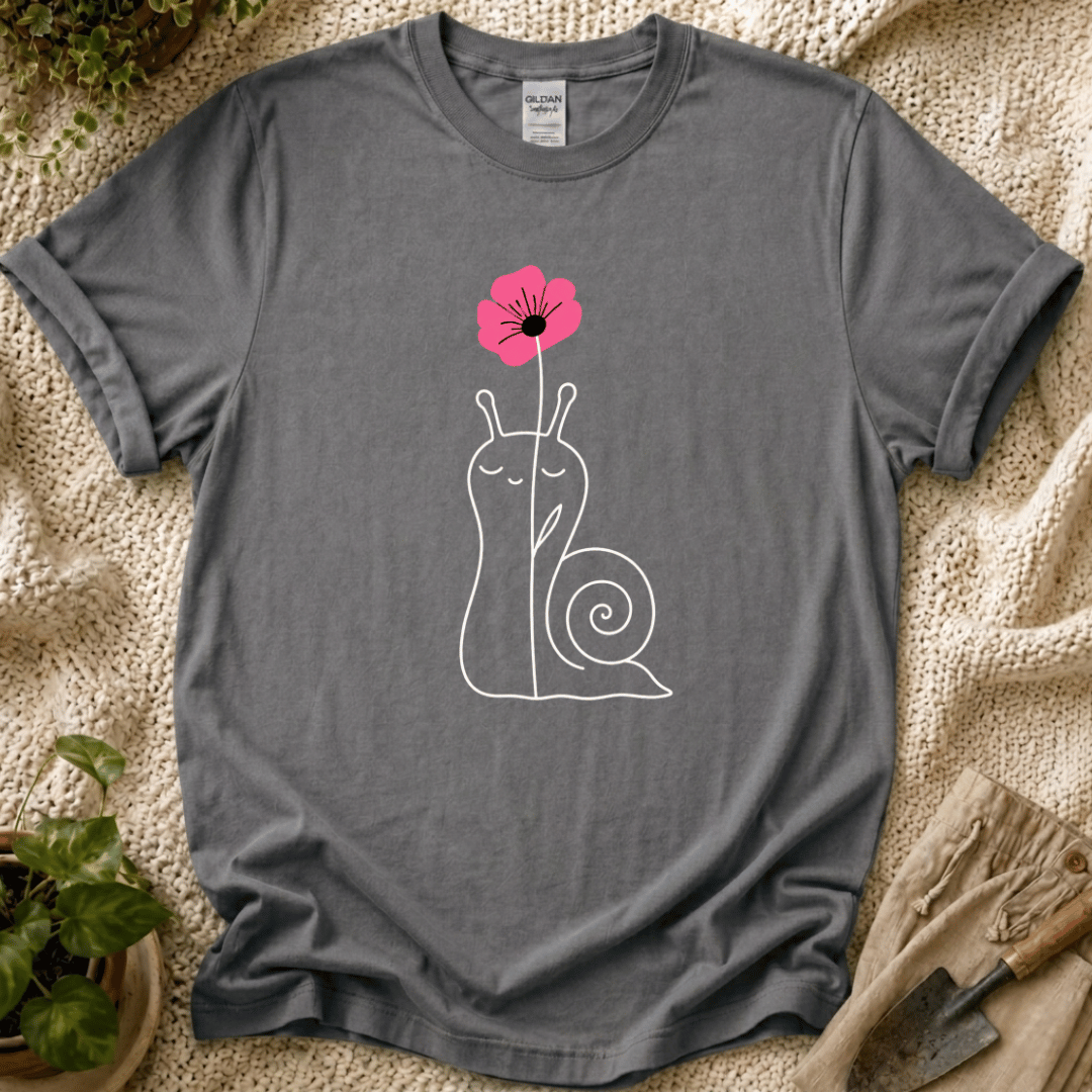 Snail with Flower T-Shirt by Zen & Zucchinis Slow Garden Club
