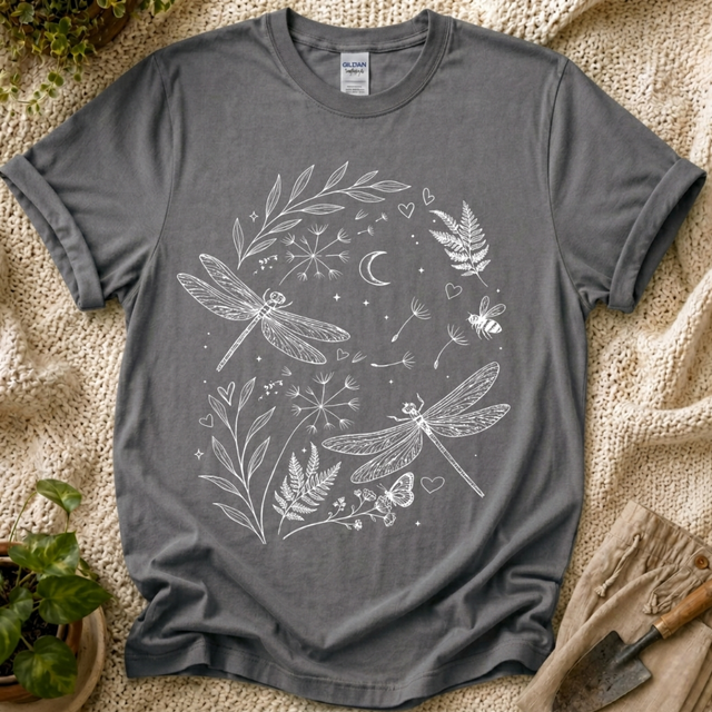 Moonlit Dragonfly Garden T-Shirt by Zen & Zucchinis Slow Garden Club