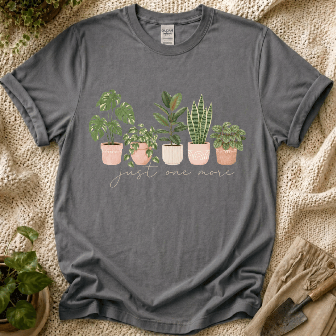 Just One More Houseplant T-Shirt by Zen & Zucchinis Slow Garden Club