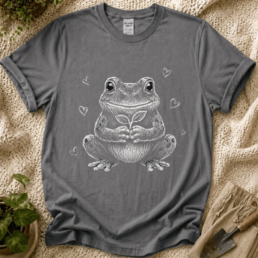 Cute Frog Plant Lover T-Shirt by Zen & Zucchinis Slow Garden Club
