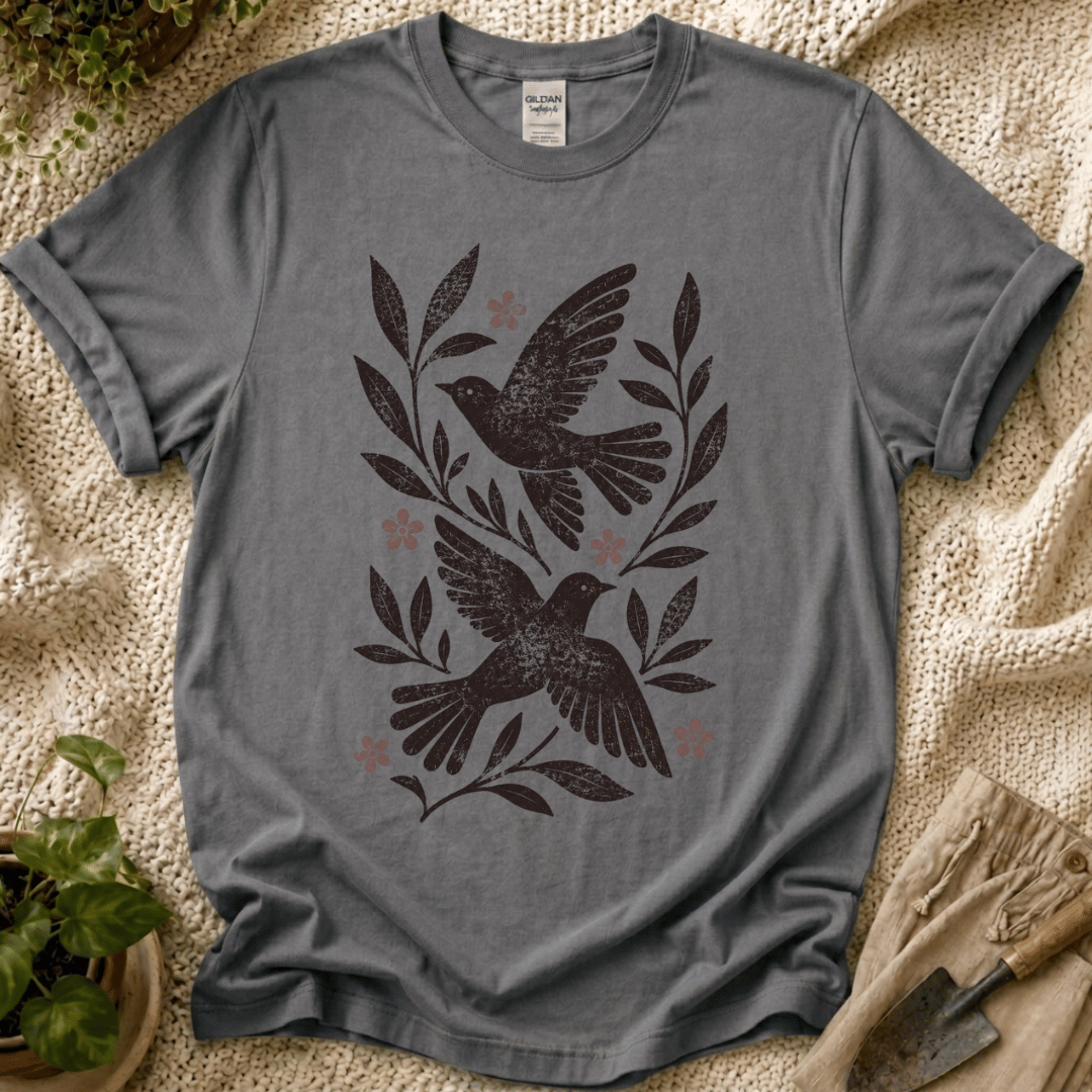 Botanical Birds T-Shirt by Zen & Zucchinis Slow Garden Club