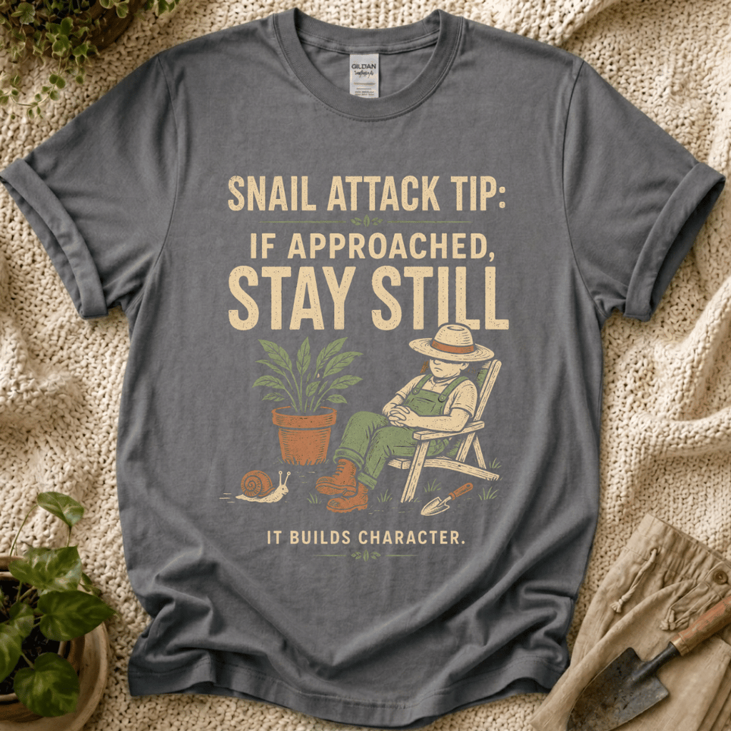Snail Attack Tip Slow Gardener T-Shirt by Zen & Zucchinis Slow Garden Club