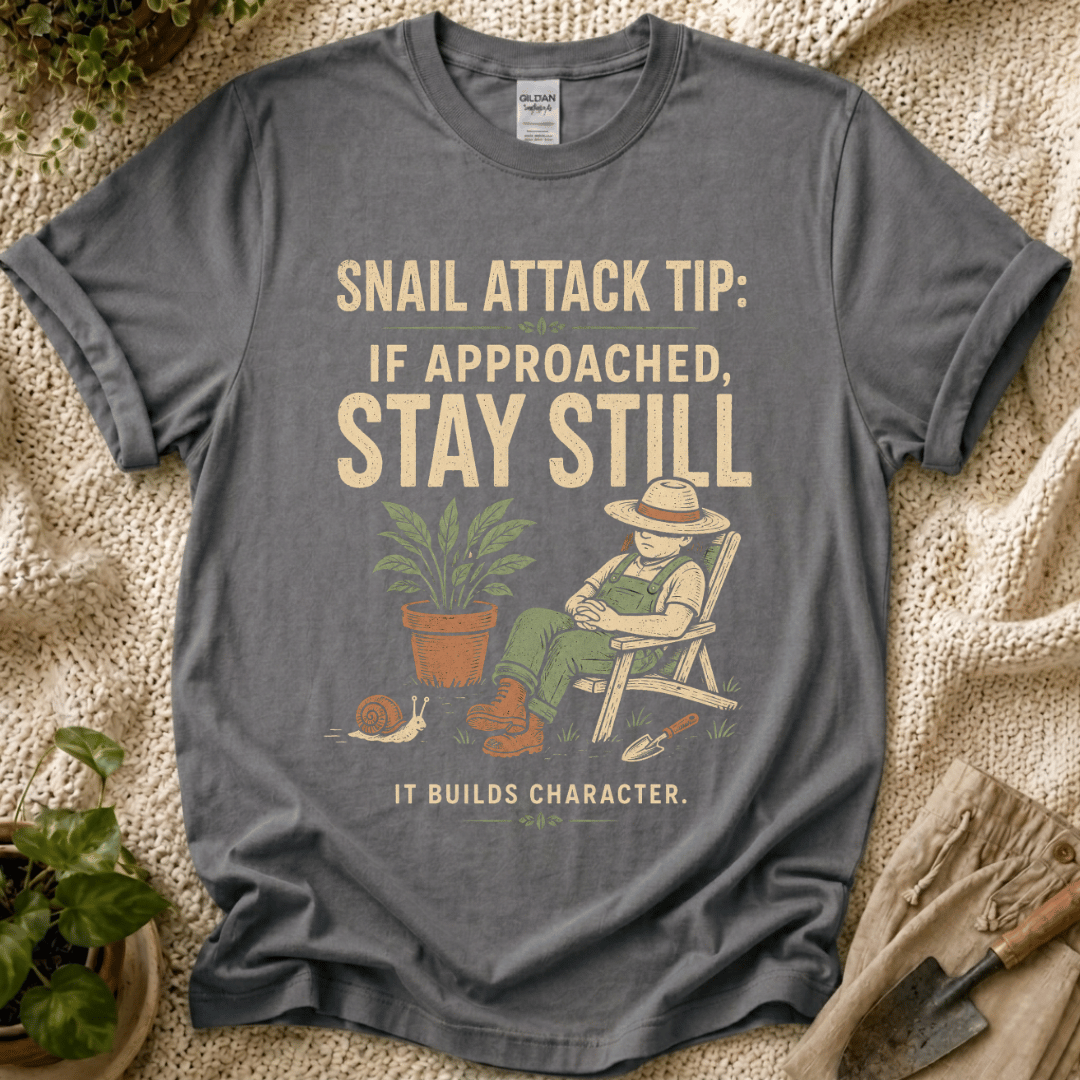 Snail Attack Tip Slow Gardener T-Shirt by Zen & Zucchinis Slow Garden Club