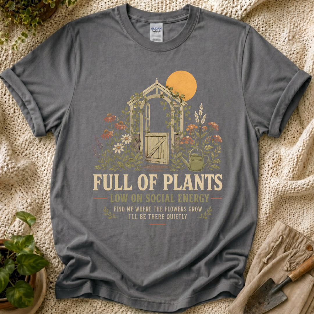 Full of Plants Garden Sunset T-Shirt by Zen & Zucchinis Slow Garden Club