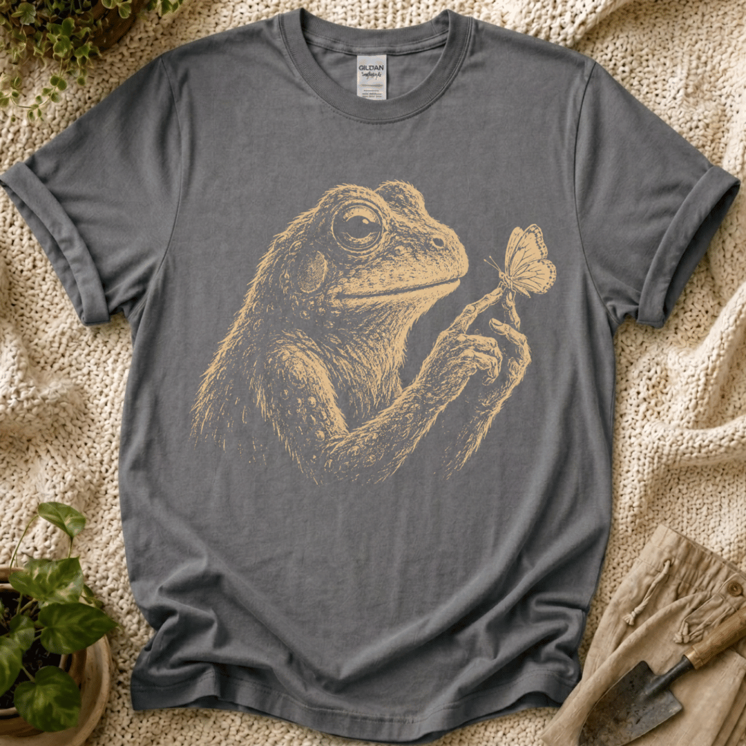 Frog & Butterfly Garden Friends T-Shirt by Zen & Zucchinis Slow Garden Club