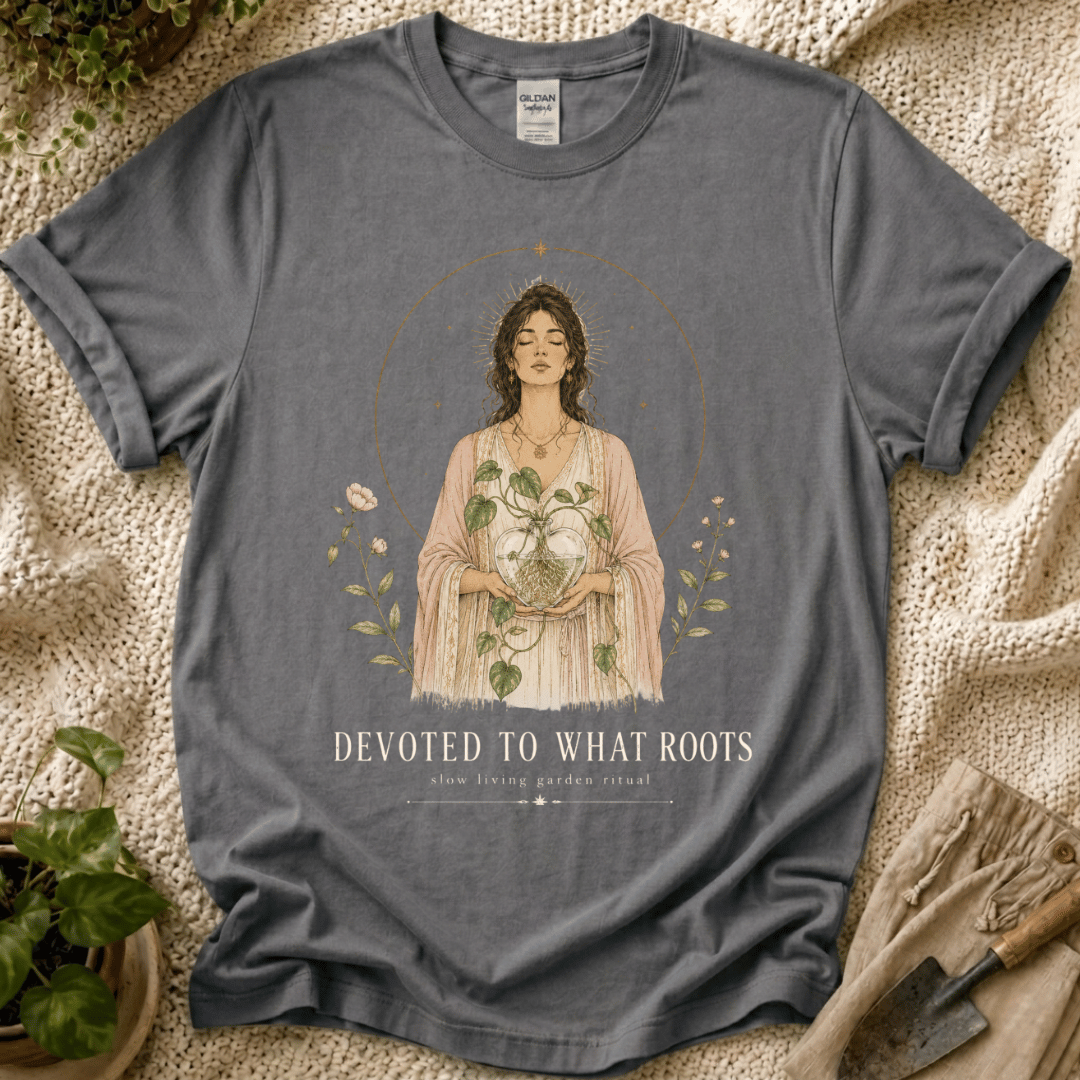 Devoted to Deep Roots Garden T-Shirt by Zen & Zucchinis Slow Garden Club