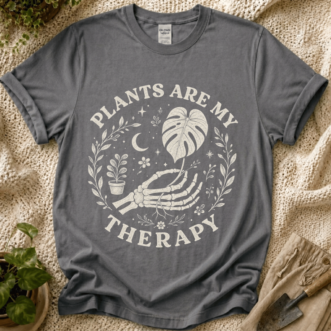 Plants Are My Therapy Botanical T-Shirt by Zen & Zucchinis Slow Garden Club
