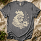 Morning Rooster Coffee Cup T-Shirt by Zen & Zucchinis Slow Garden Club