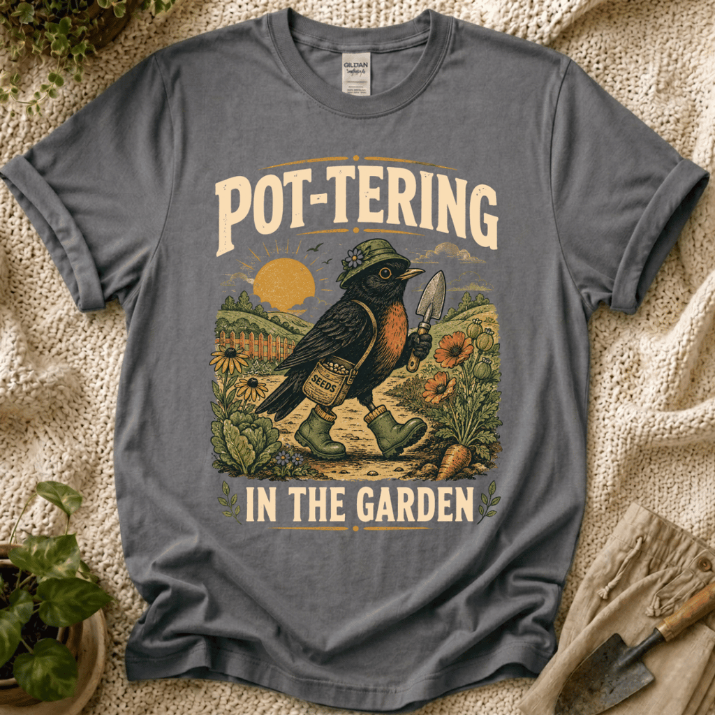 Pottering in the Garden Bird T-Shirt by Zen & Zucchinis Slow Garden Club