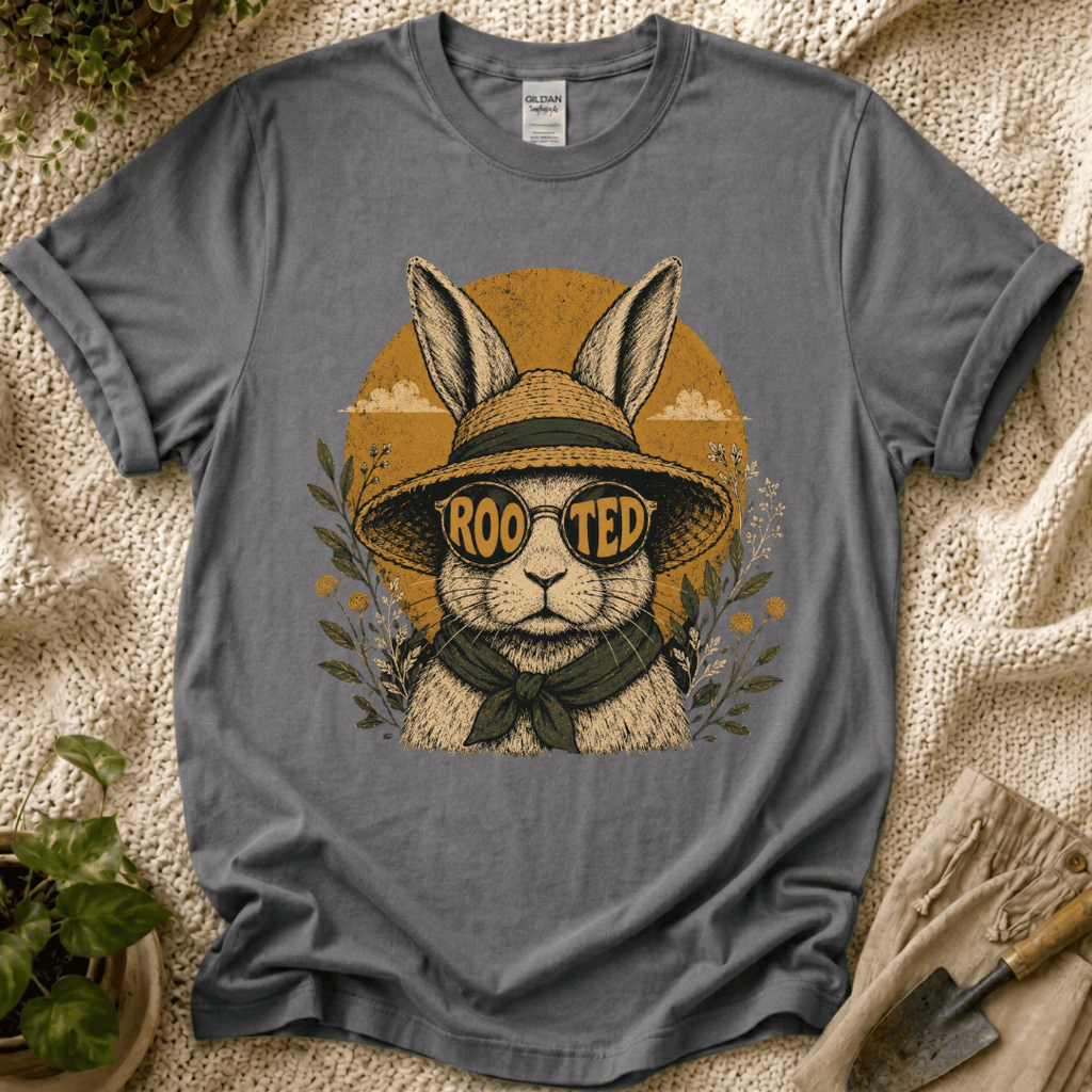 Rooted Sunset Slow Garden Bunny T-Shirt by Zen & Zucchinis Slow Garden Club