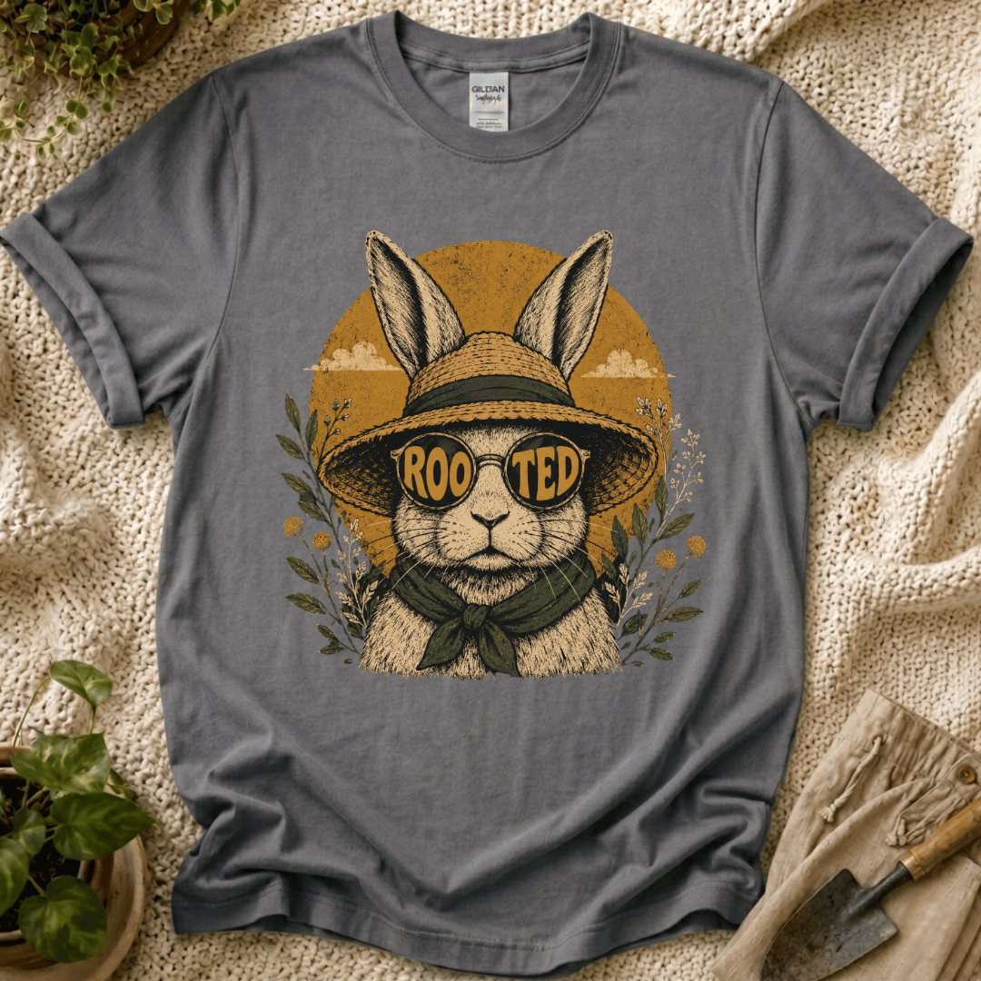Rooted Sunset Slow Garden Bunny T-Shirt by Zen & Zucchinis Slow Garden Club