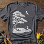Zen Garden View T-Shirt - botanical nature graphic t-shirt, minimalist design, unisex tee for Nature Lovers, Garnder, Farmer, Plant Lovers