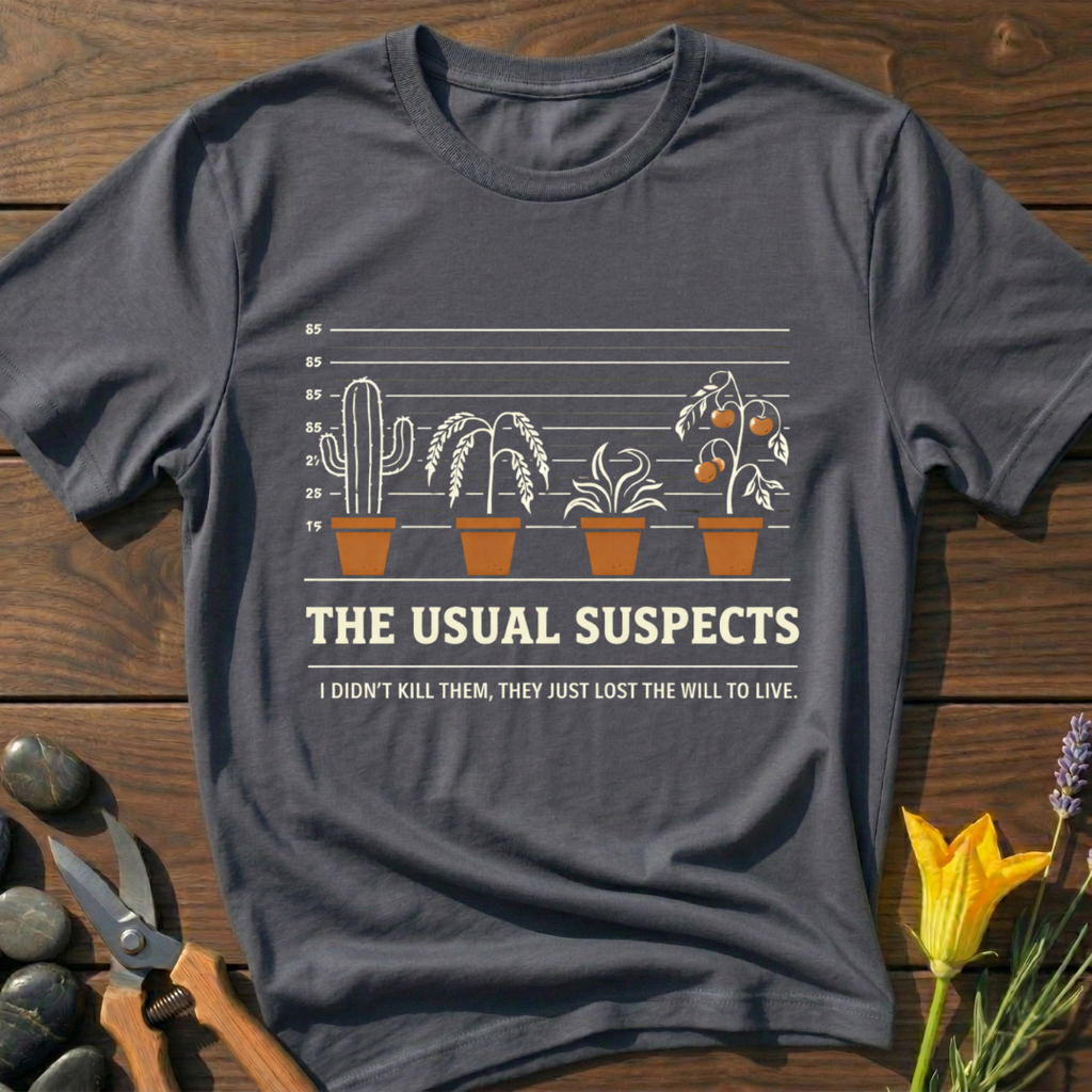 Usual Suspects T-Shirt - botanical nature graphic t-shirt, minimalist design, unisex tee for Nature Lovers, Garnder, Farmer, Plant Lovers