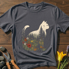 Cat in Nature T-Shirt - botanical nature graphic t-shirt, minimalist design, unisex tee for Nature Lovers, Garnder, Farmer, Plant Lovers
