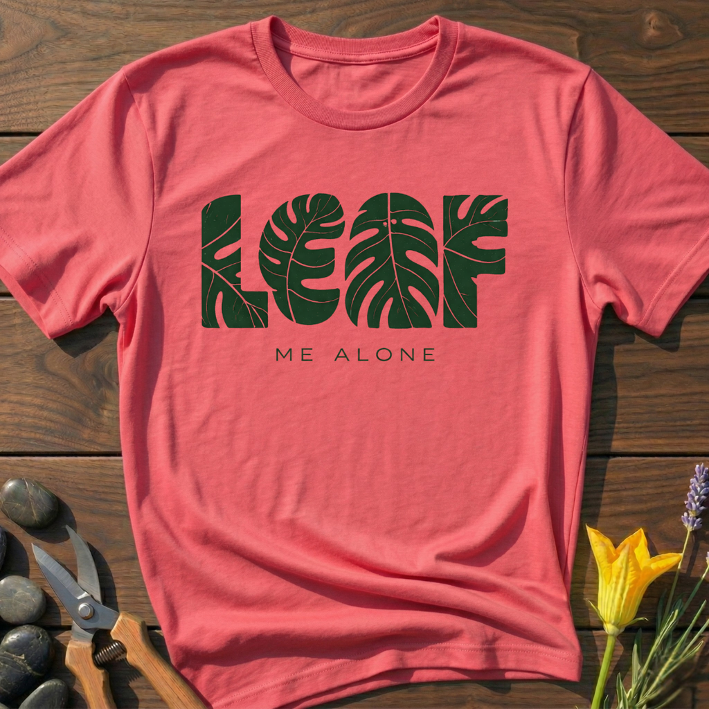 LEAF Me Alone T-Shirt - botanical nature graphic t-shirt, minimalist design, unisex tee for Nature Lovers, Garnder, Farmer, Plant Lovers