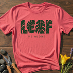 LEAF Me Alone T-Shirt - botanical nature graphic t-shirt, minimalist design, unisex tee for Nature Lovers, Garnder, Farmer, Plant Lovers