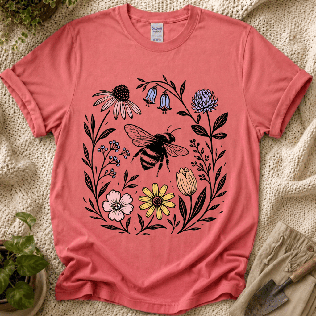 Bee WIth Wildflowers T-Shirt - Zen & Zucchinis garden graphic tee